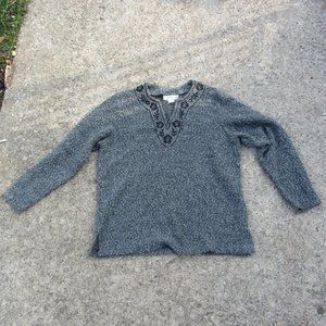 sweater C.D. Sport grey size Large floral embroidery (w2210)